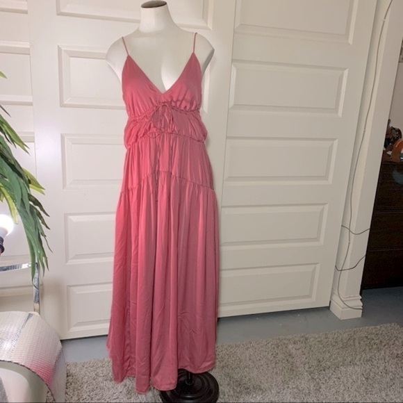 ZARA Maxi Dress Pink Sz XS/S Ruffle V Neck Stappy Feminine Chic Boho Cowgirl - Picture 14 of 14